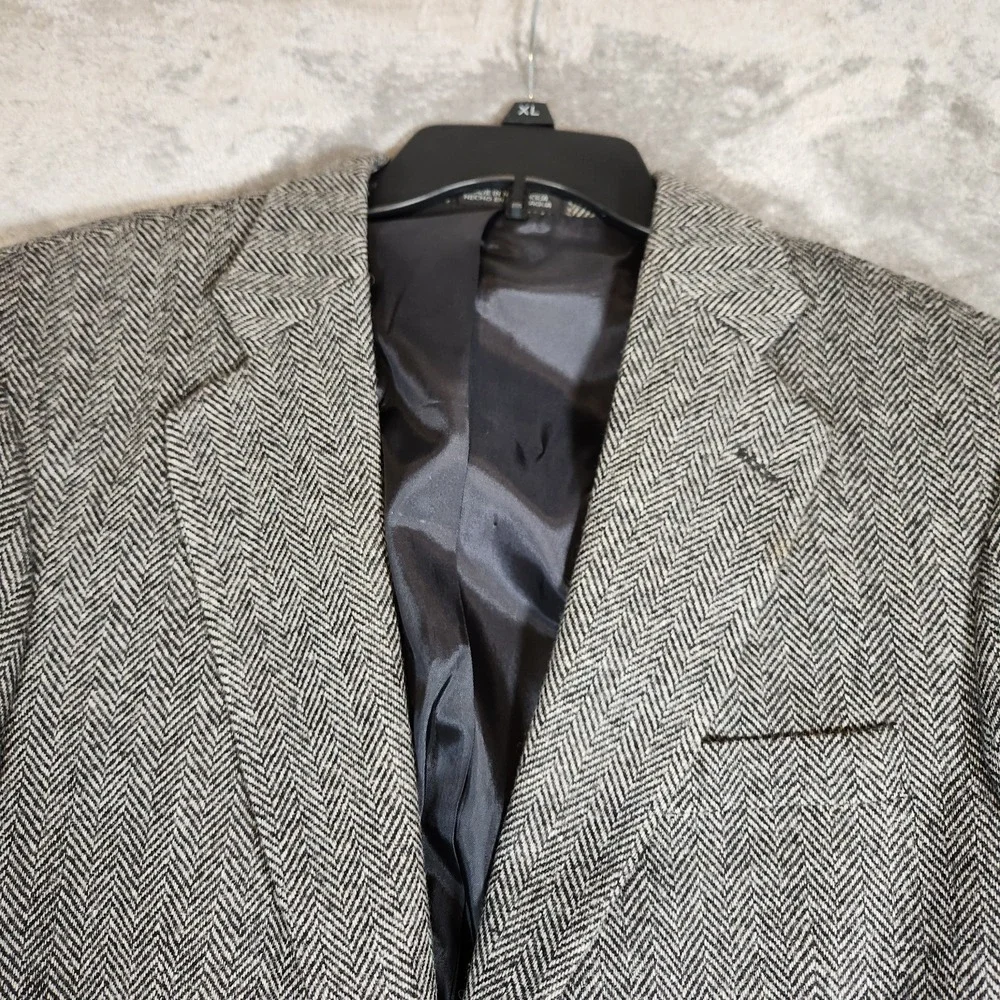 Towncraft Blazer Men's 40R Gray Herringbone Tweed Wool/Lana‎ Sport Coat Jacket
